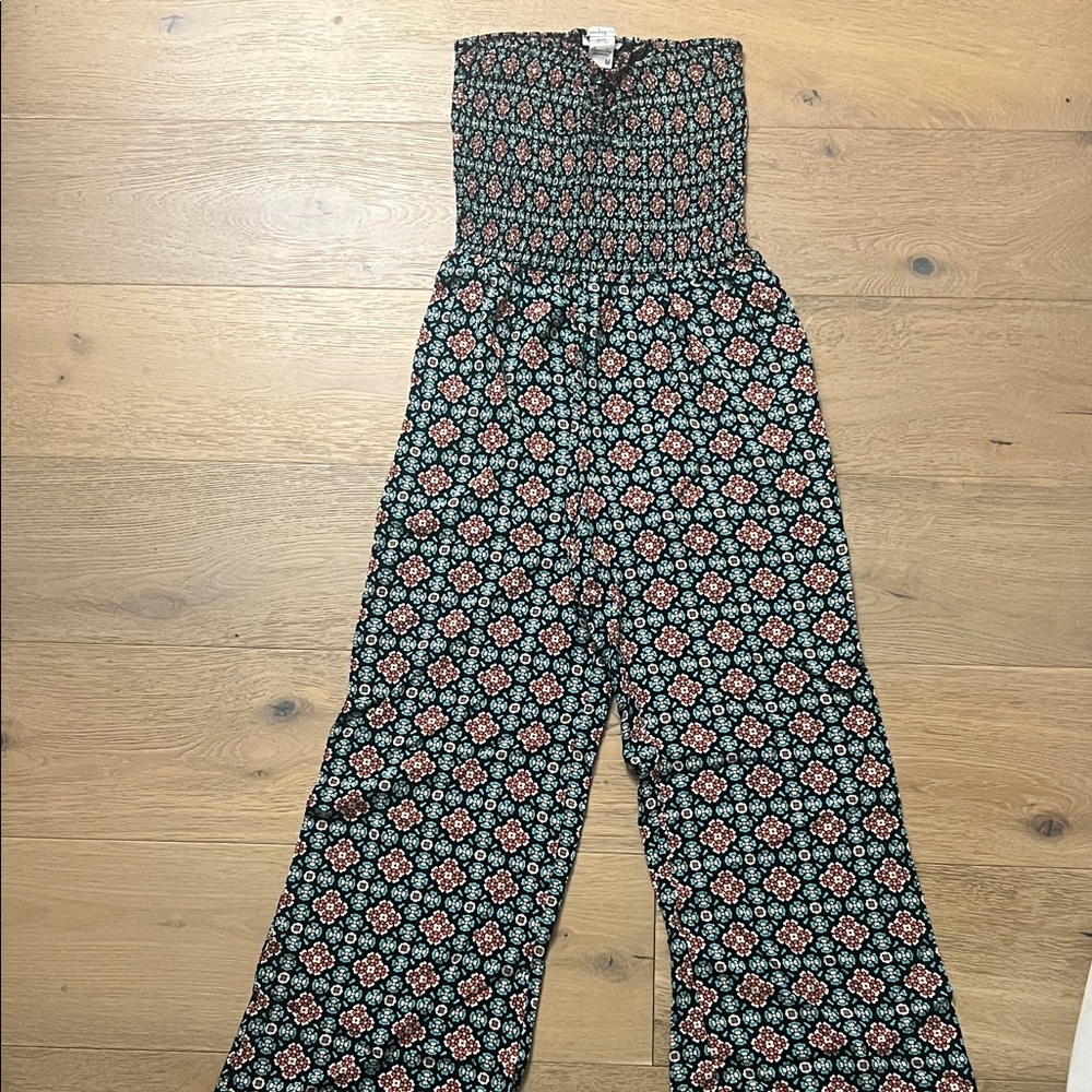 American Rag Geometric Print Jumpsuit - Black, Orange, Blue